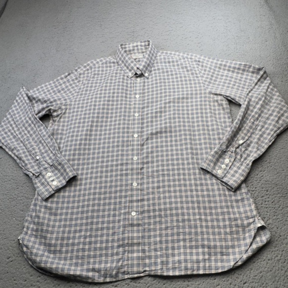 Turnbull & Asser Shirt Men XL Blue Plaid Check England Button Informalist Luxury